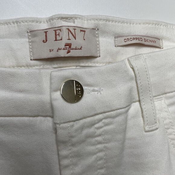 Jen7 Seven For All Mankind Jeans Cropped Skinny Ivory White Denim Stretch 8 NWT - Picture 5 of 13